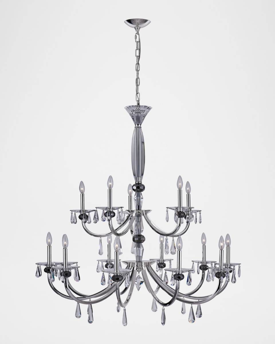 Passo 15-Light 2-Tier Crystal Chandelier, 45"